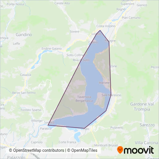 Area coperta dal servizio di Navigazione Lago d'Iseo