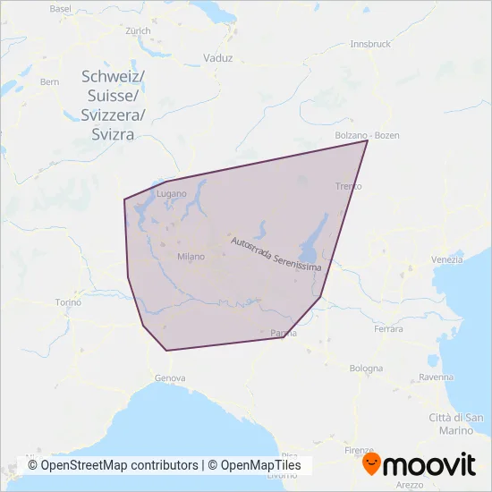 Area coperta dal servizio di Trenord (Bus)