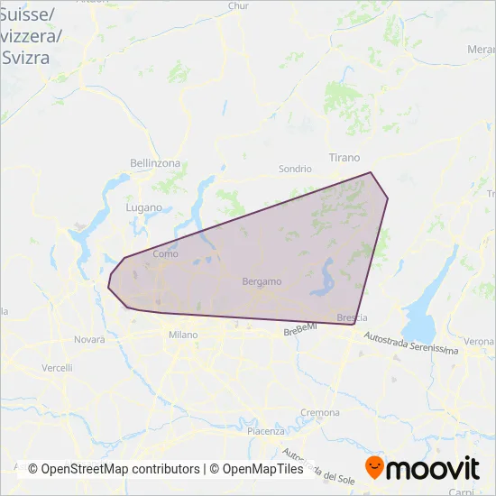 Area coperta dal servizio di FNM Autoservizi