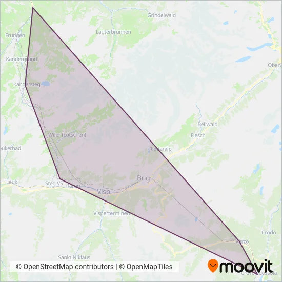 Area coperta dal servizio di BLS AG (Treno)