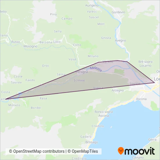 Area coperta dal servizio di Ferrovie Autolinee Regionali Ticinesi (Bus)