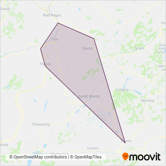 Area coperta dal servizio di Rhätische Bahn