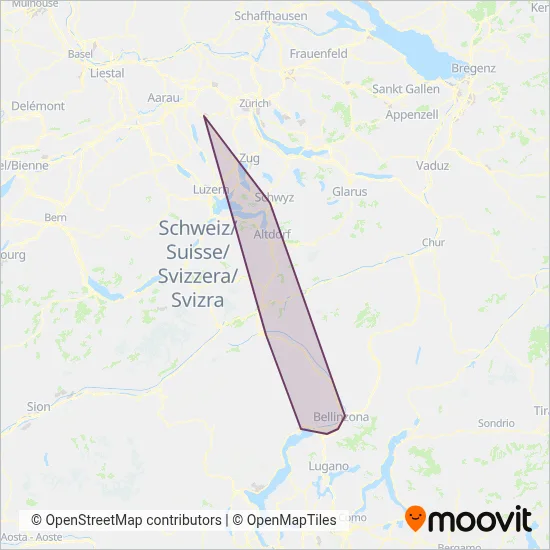 Area coperta dal servizio di Schweizerische Südostbahn