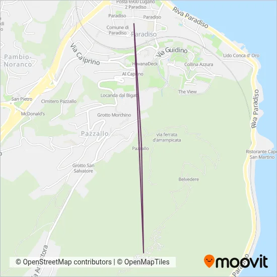 Area coperta dal servizio di Lugano-Monte San Salvatore