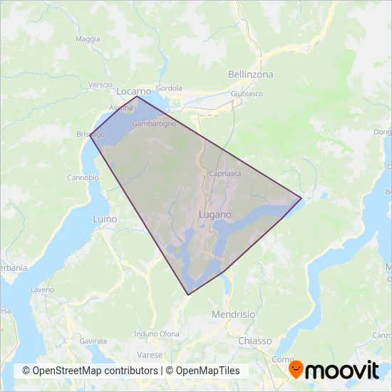 Area coperta dal servizio di Società Navigazione del Lago di Lugano SA (Navigazione)