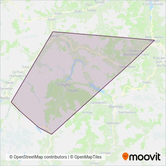 Area coperta dal servizio di Autoservizi Silvestri Livigno