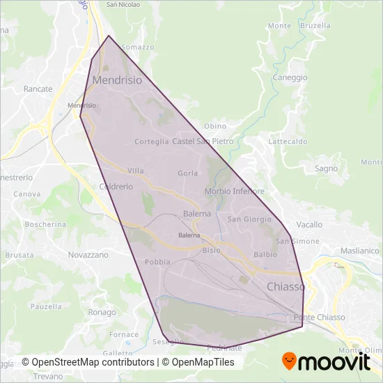 Area coperta dal servizio di Autolinea Mendrisiense SA