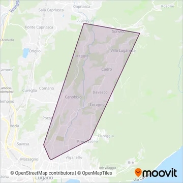 Area coperta dal servizio di Autolinee Regionali Luganesi
