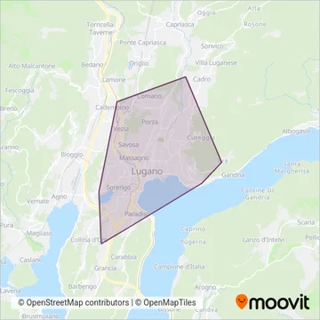 Area coperta dal servizio di Trasporti Pubblici Luganesi SA (Bus)