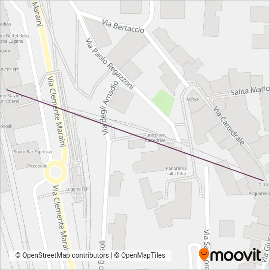 Area coperta dal servizio di Trasporti Pubblici Luganesi SA (Funicolare)