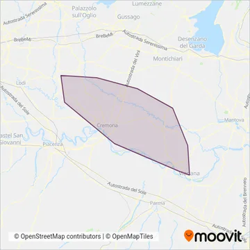 Arriva Cremona coverage area map