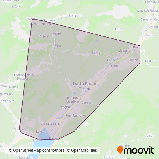SAV - Società Autoservizi Visinoni coverage area map