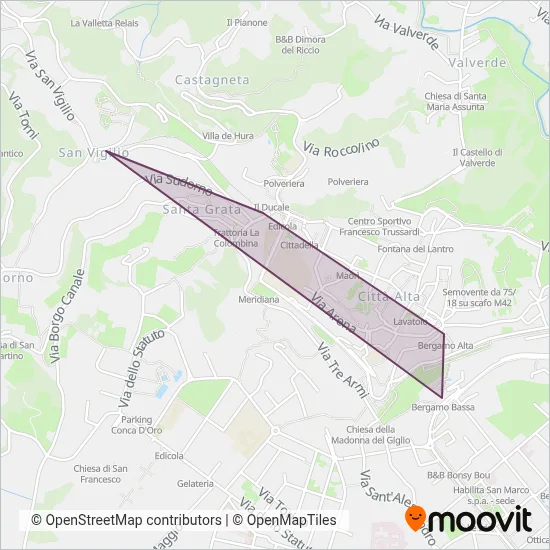 Area coperta dal servizio di ATB (Funicolare)