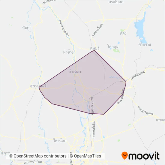 Ayutthaya Bus coverage area map