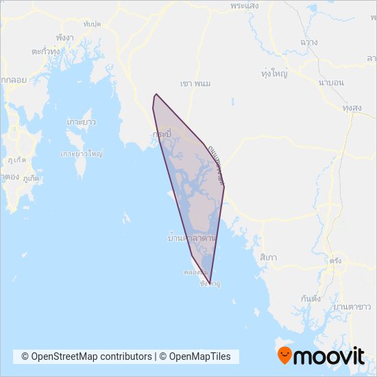 สหกรณ์รถยนต์โดยสารกระบี่ จำกัด;The Bus Co-Operative Of Krabi Ltd. coverage area map