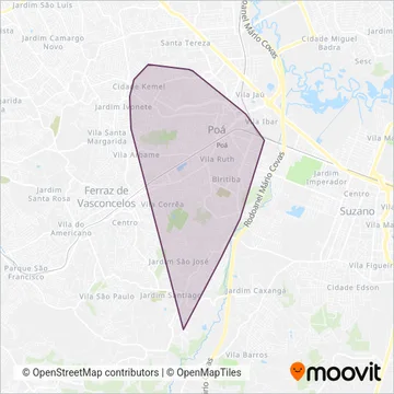 Alto Tietê Transporte (Poá) coverage area map