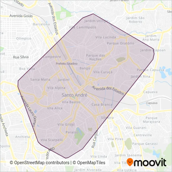 Viação Vaz coverage area map