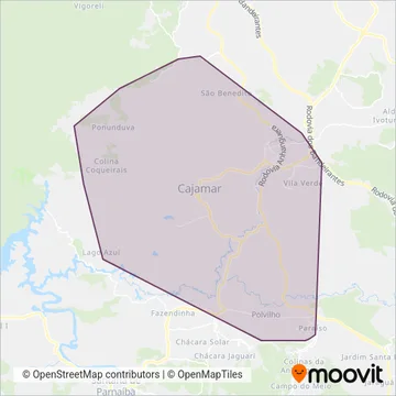 Auto Viação Urubupungá (Cajamar) coverage area map