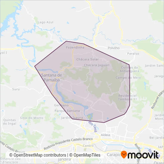 Auto Viação Urubupungá (Santana de Parnaíba) coverage area map