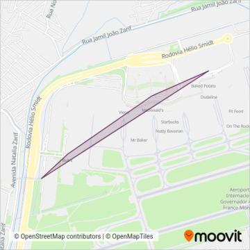 Mapa da área de cobertura da GRU Airport (Aeroporto de Guarulhos)