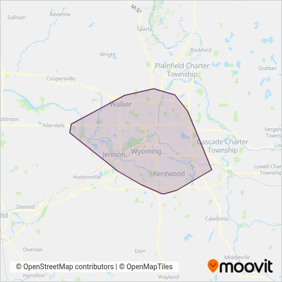 The Rapid coverage area map