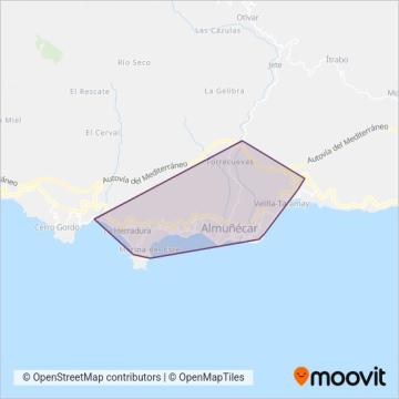 Mapa del área de cobertura de Grupo Fajardo - Almuñécar