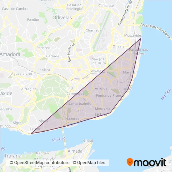 Yellow Bus Tour (Bus) coverage area map