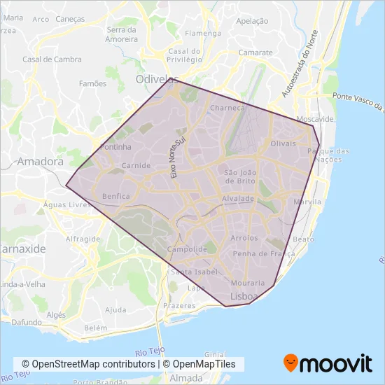 Metropolitano de Lisboa coverage area map