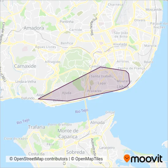 Carris (Tram) coverage area map