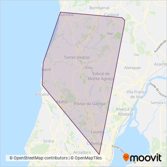 Área de cobertura no mapa do(a) Barraqueiro Oeste