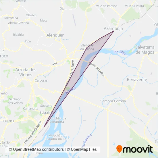CP - Comboios de Portugal (Bus) coverage area map