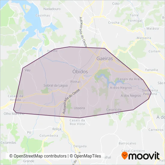 OBi - Transporte do Concelho de Óbidos coverage area map