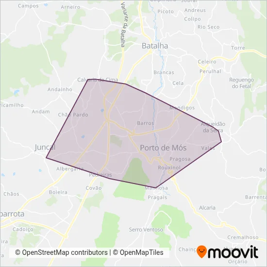 Vamós - Transporte Urbano de Porto de Mós coverage area map