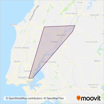 Rodoviária do Tejo: Rápidas coverage area map