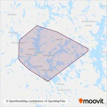 Nysse (Bus) coverage area map