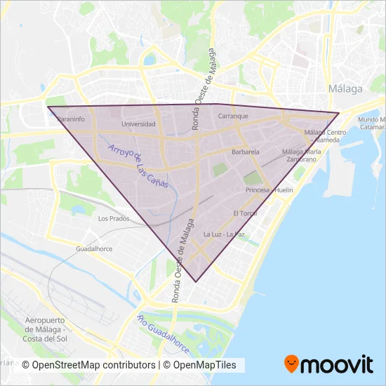 Cobertura del mapa de Metro de Málaga