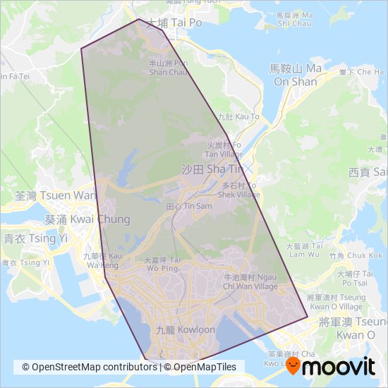 九龍區專線小巴 (實時到站路綫) GMB Kowloon (Real-Time)線路的覆蓋範圍