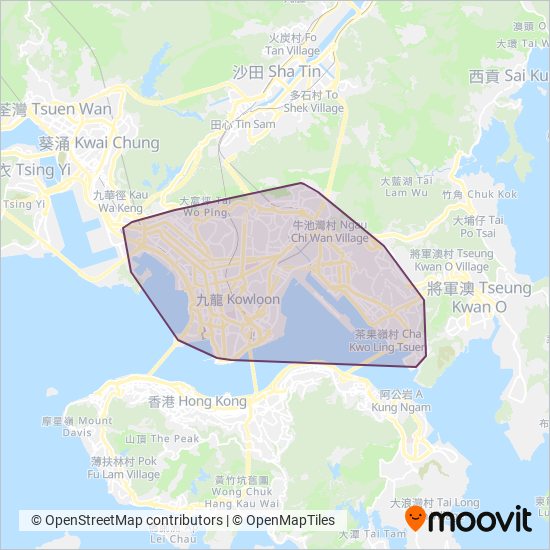 九龍區專線小巴 GMB Kowloon coverage area map