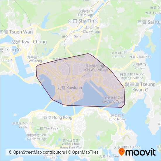 Green Minibus Kowloon coverage area map