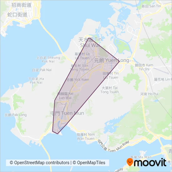 MTR (Tram) coverage area map