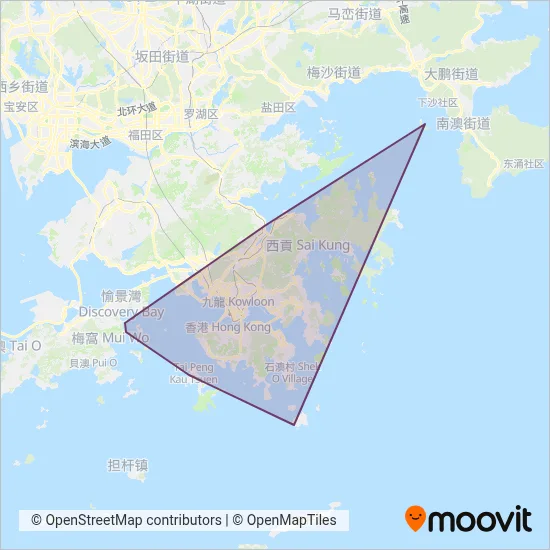 Tsui Wah Ferry Service coverage area map