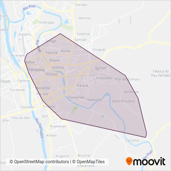 Theresina coverage area map