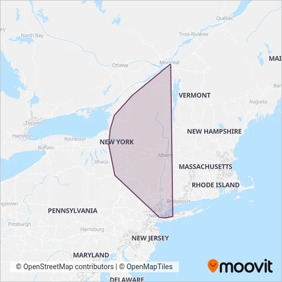 Adirondack Trailways coverage area map