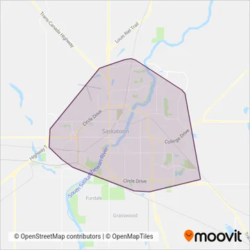 Saskatoon Transit coverage area map