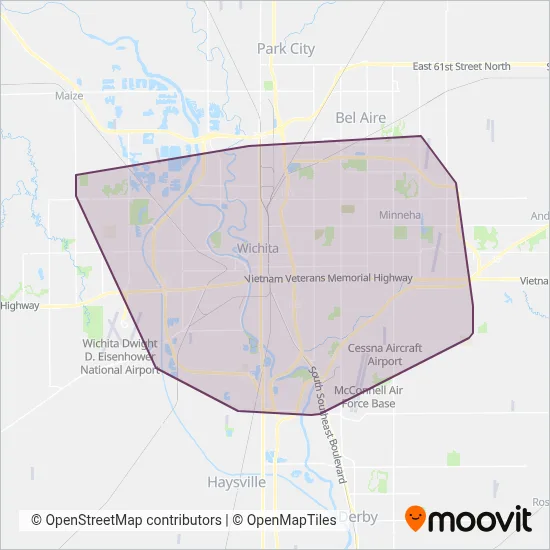 Wichita Transit coverage area map