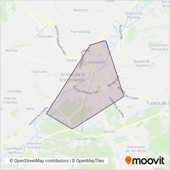 Cobertura del mapa de AUVASA
