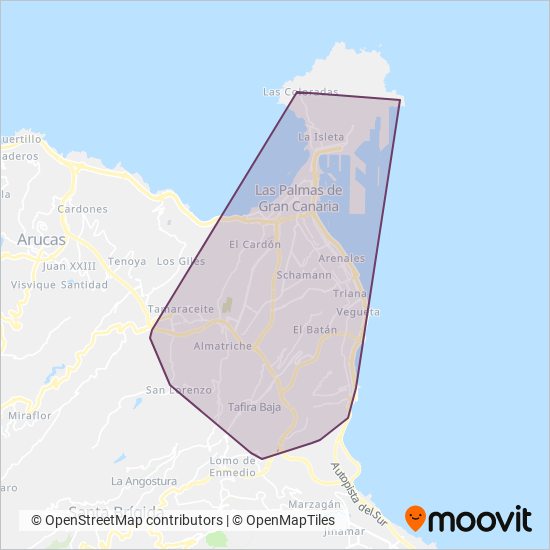 Guaguas Municipales coverage area map