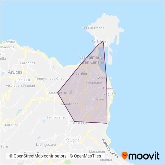 Guaguas Municipales coverage area map