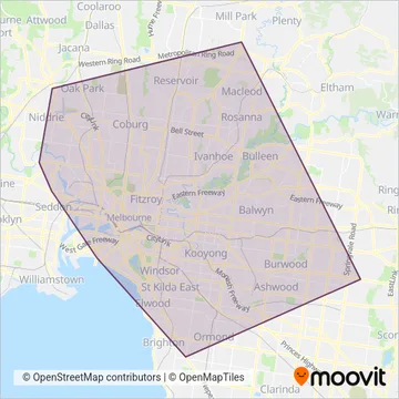 Yarra Trams coverage area map