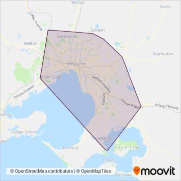 PTV Metropolitan Trains coverage area map